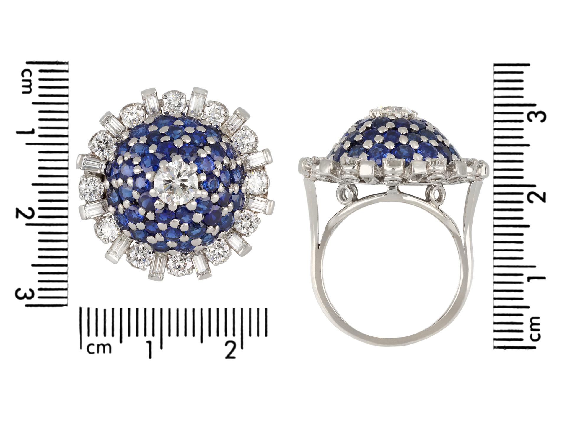 Gubelin sapphire and diamond bombé cocktail ring, circa 1950. For Sale 1