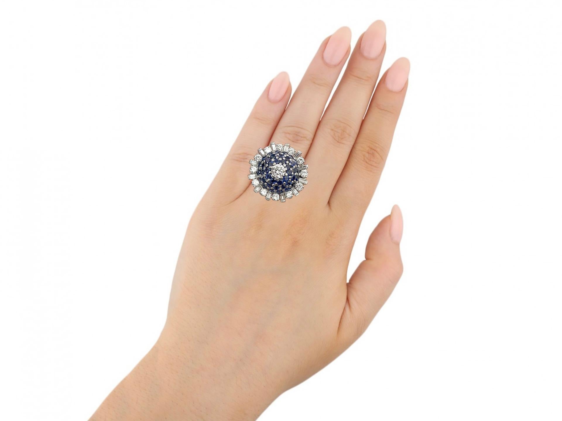 Gubelin sapphire and diamond bombé cocktail ring, circa 1950. For Sale 2