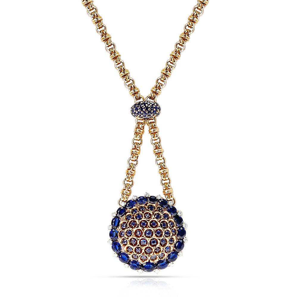 Gubelin Sapphire and Diamond Watch Pendant In Excellent Condition For Sale In New York, NY