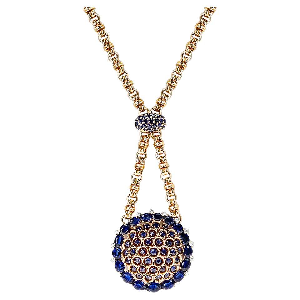 Gubelin Sapphire and Diamond Watch Pendant For Sale