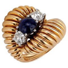 Anillo de cóctel Gubelin zafiro diamante oro amarillo 18k