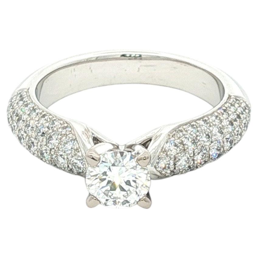 Gübelin solitaire ring with diamonds in 18k white gold, GIA For Sale