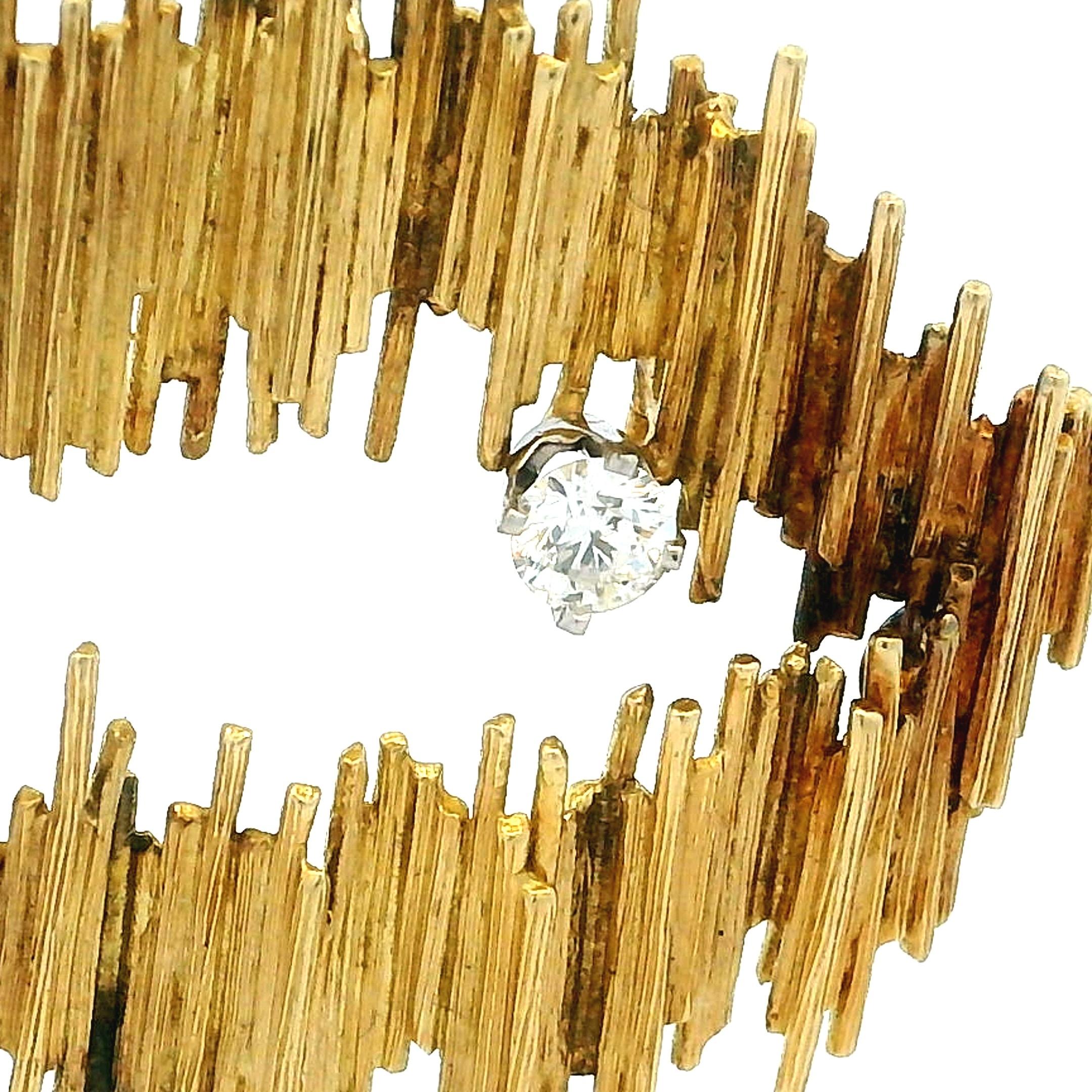 Gübelin Swiss 18K Gold Texturierter Modernistischer Anhänger mit Diamant, 1970er Jahre im Angebot 6