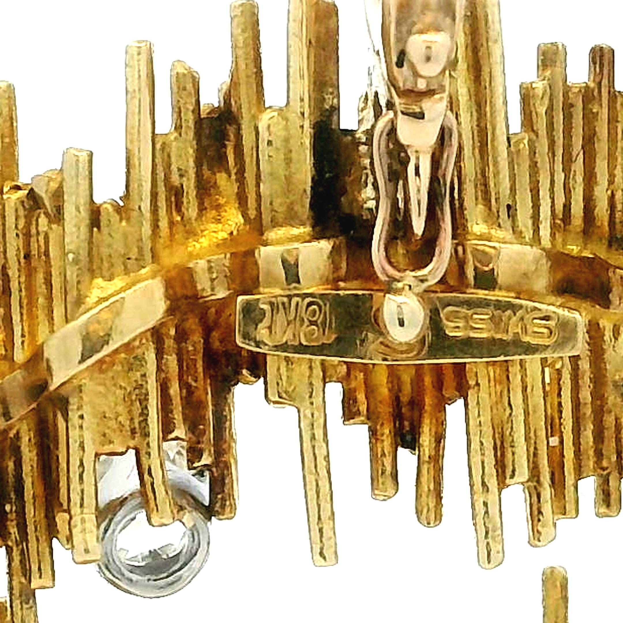 Gübelin Swiss 18K Gold Texturierter Modernistischer Anhänger mit Diamant, 1970er Jahre im Angebot 1