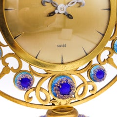 Gubelin Reloj de sobremesa modernista retro suizo de 8 días de 1960 en bronce dorado y esmalte