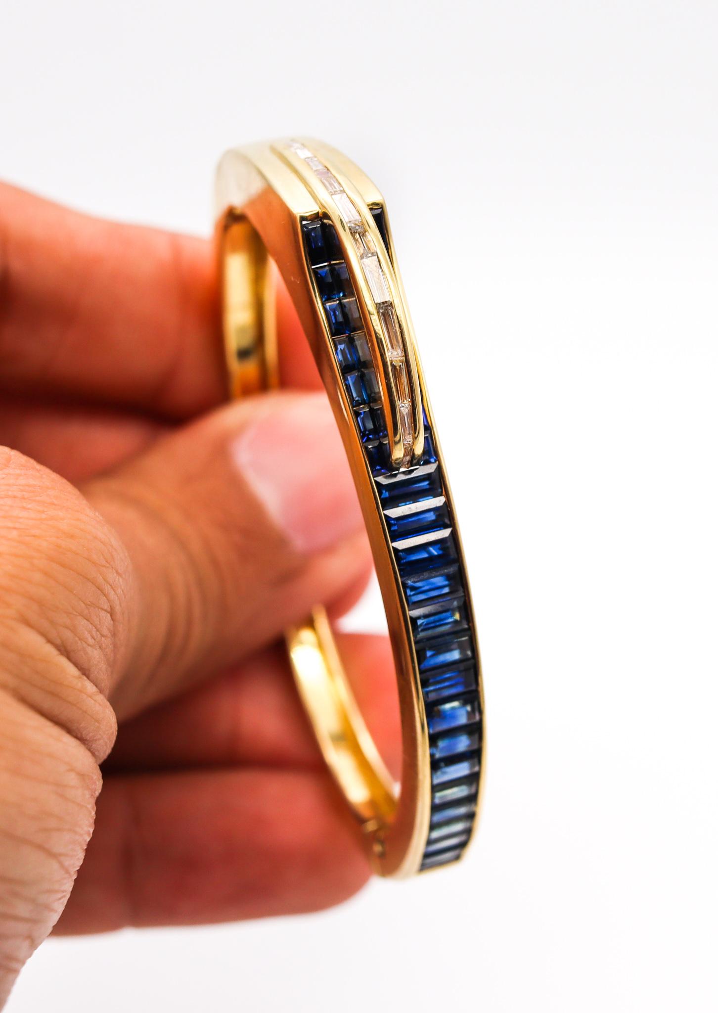 Gubelin Swiss 1970 Geometric Modernist Bracelet in 18Kt Gold 8.71 Cts Gemstones For Sale 5