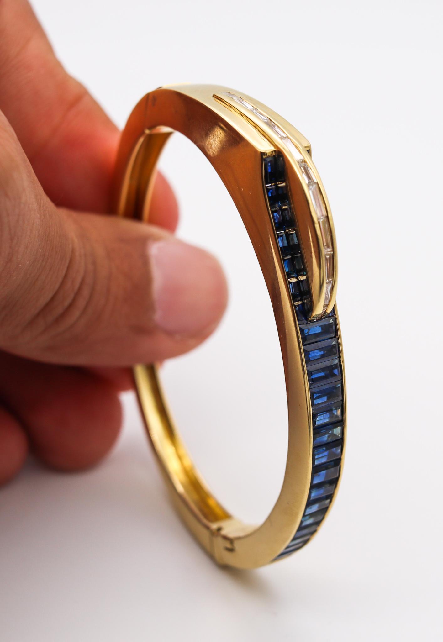 Gubelin Swiss 1970 Geometric Modernist Bracelet in 18Kt Gold 8.71 Cts Gemstones For Sale 6