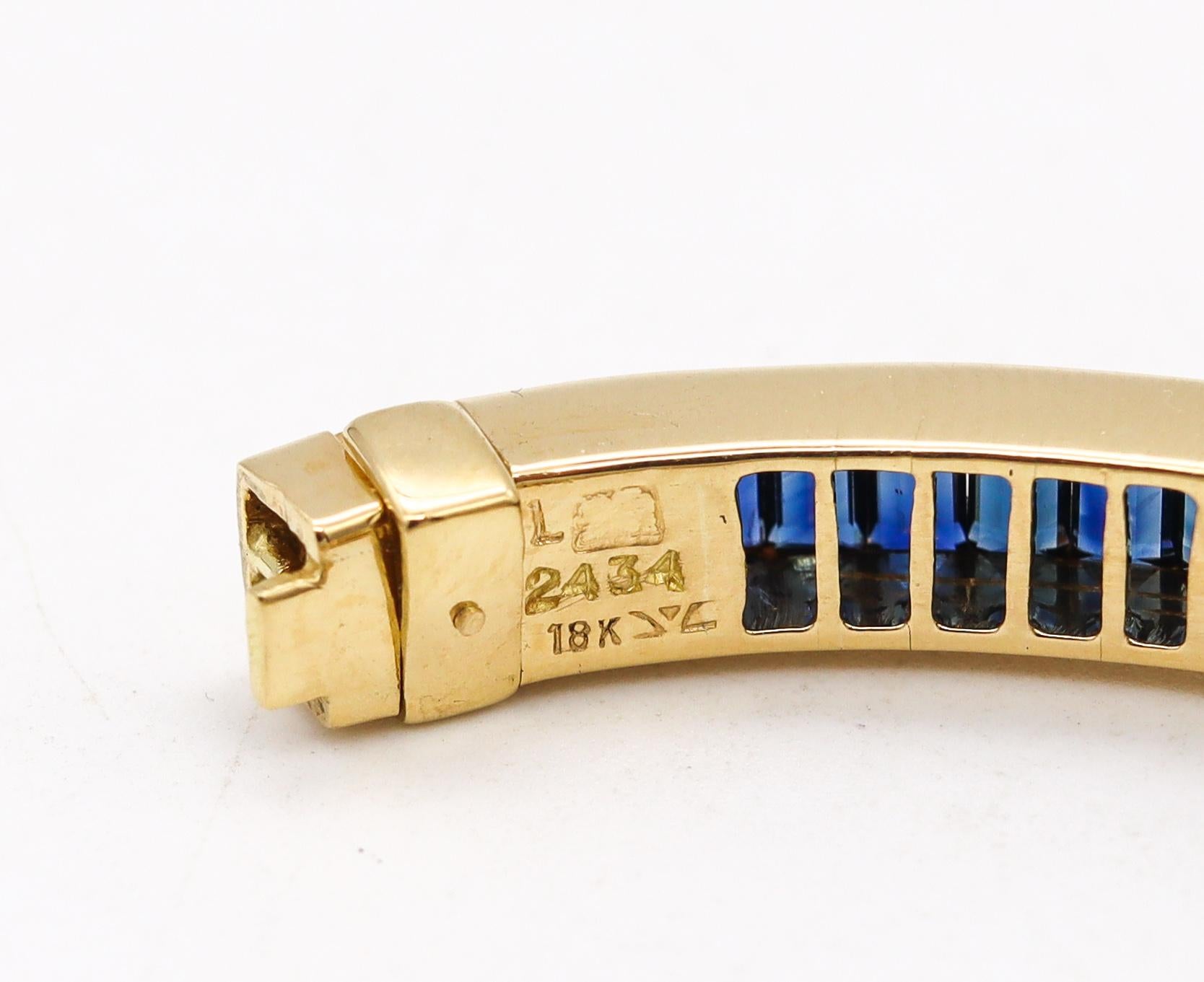 Women's or Men's Gubelin Swiss 1970 Geometric Modernist Bracelet in 18Kt Gold 8.71 Cts Gemstones For Sale