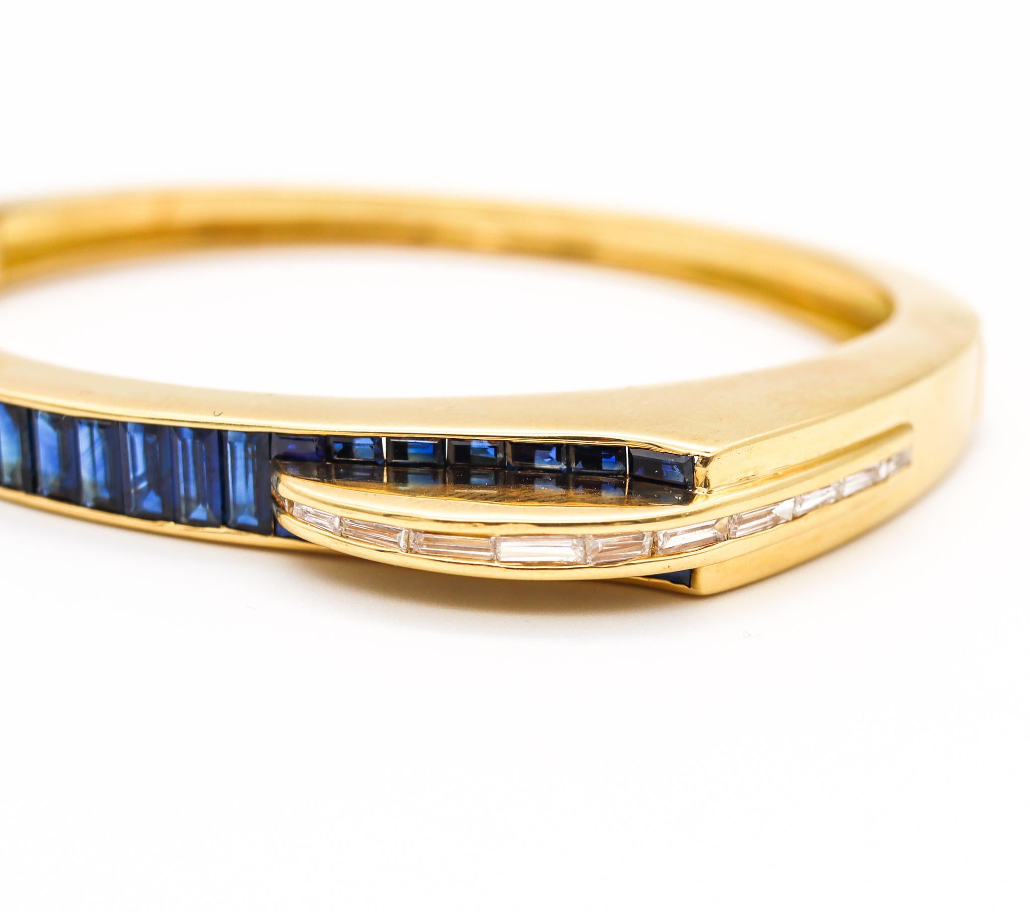 Gubelin Swiss 1970 Geometric Modernist Bracelet in 18Kt Gold 8.71 Cts Gemstones For Sale 4