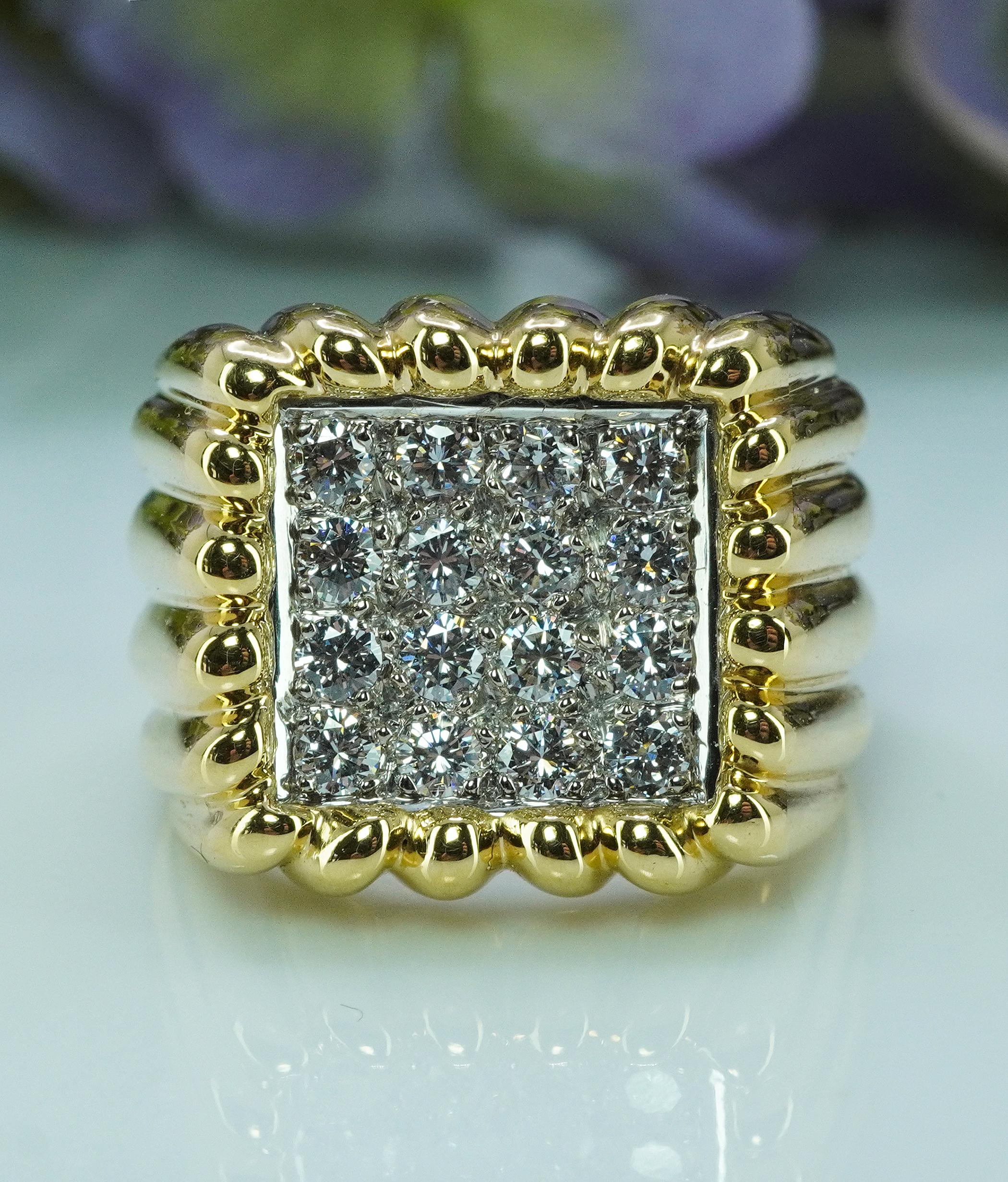 Gubelin Swiss Diamond 18K Gold Ring Vintage Designer signiert schwere Herren (Retro) im Angebot