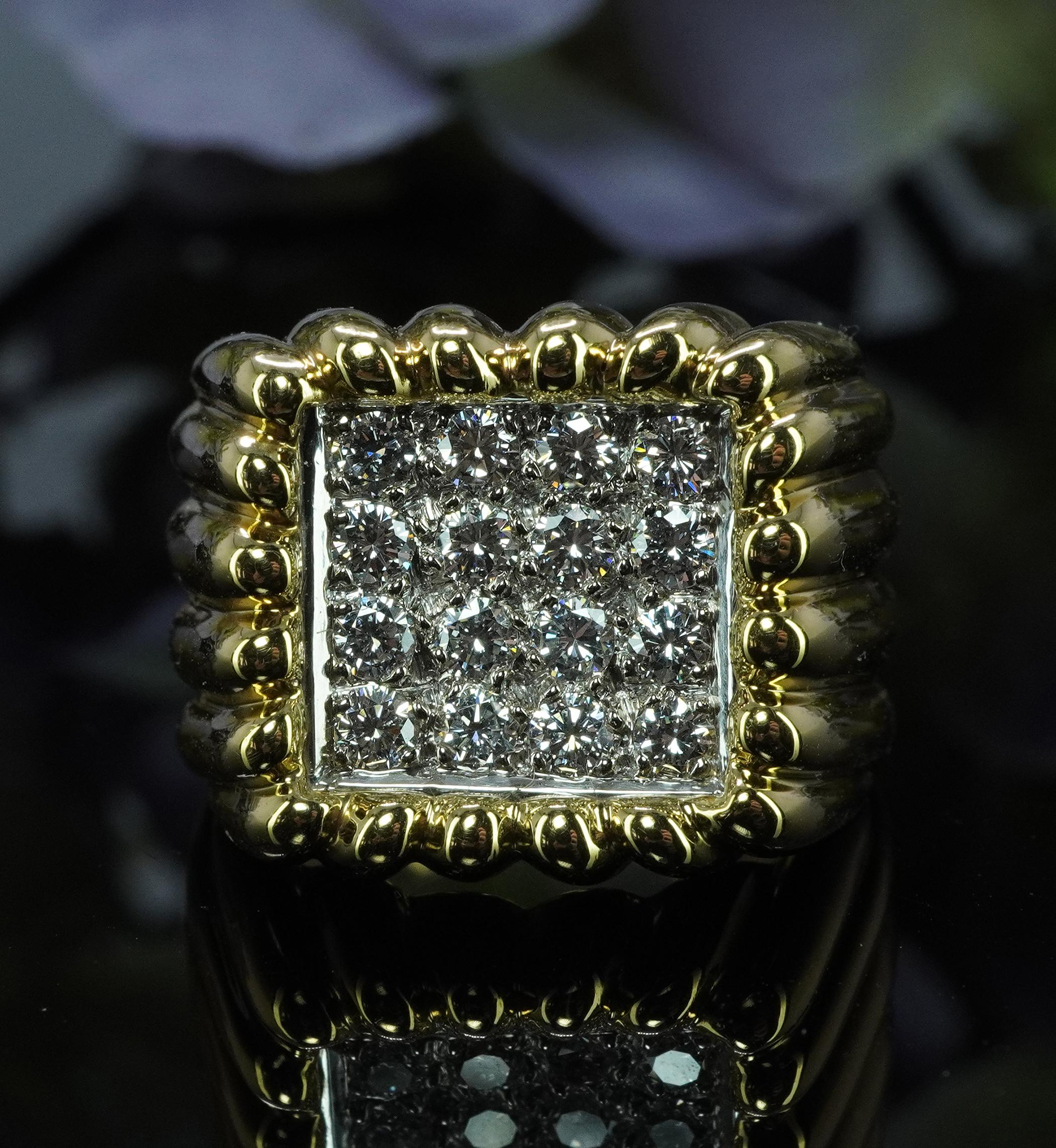 Gubelin Swiss Diamond 18K Gold Ring Vintage Designer signiert schwere Herren (Rundschliff) im Angebot