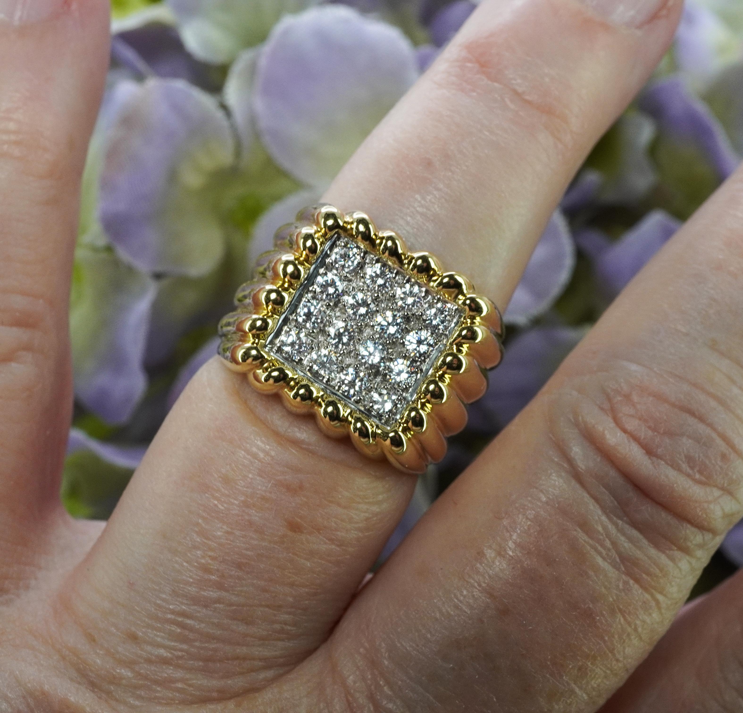 Gubelin Swiss Diamond 18K Gold Ring Vintage Designer signiert schwere Herren im Zustand „Gut“ im Angebot in Brambleton, US