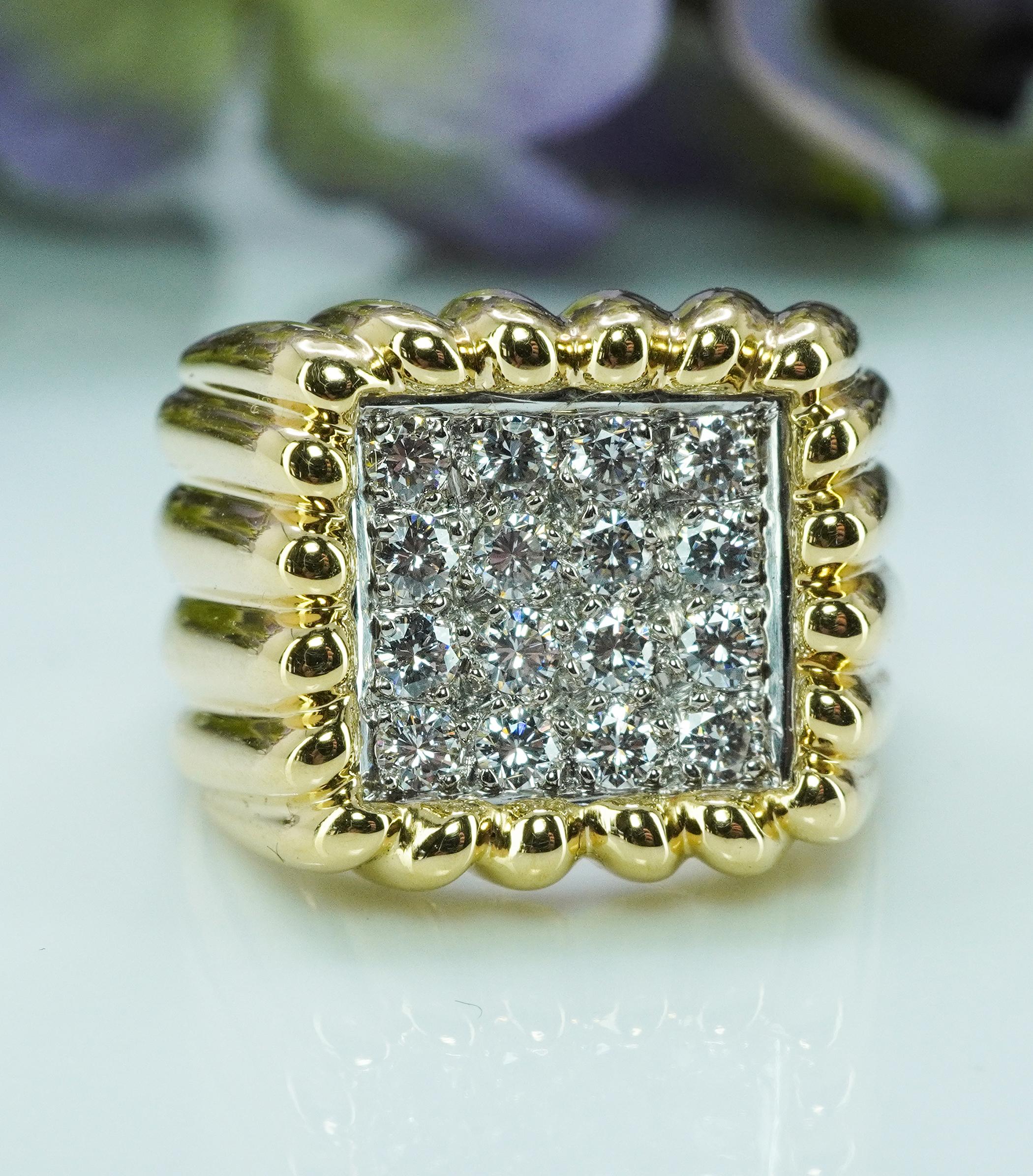 Gubelin Swiss Diamond 18K Gold Ring Vintage Designer signiert schwere Herren im Angebot 2