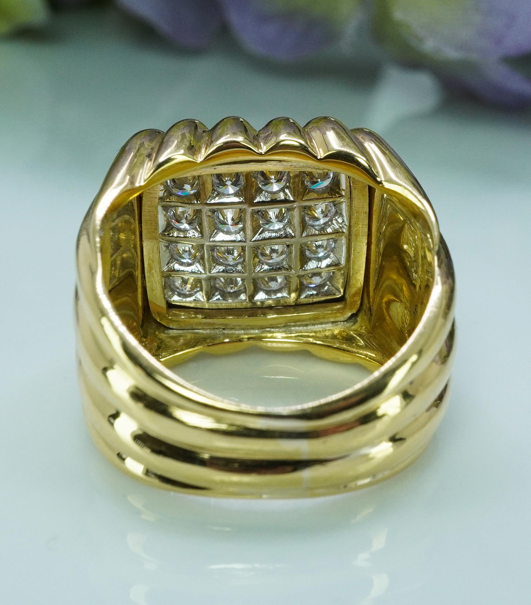 Gubelin Swiss Diamond 18K Gold Ring Vintage Designer signiert schwere Herren im Angebot 3