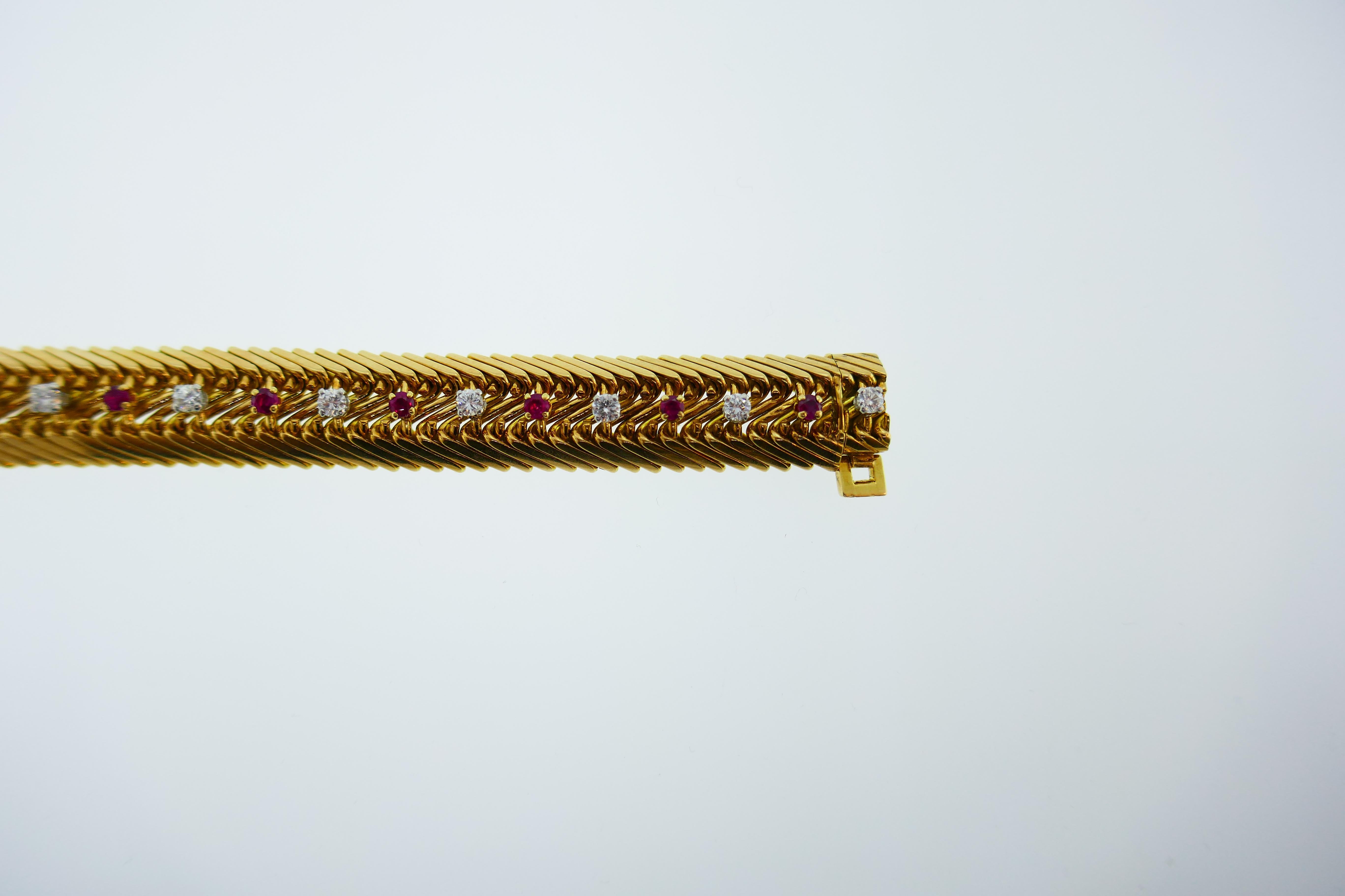 Gubelin Swiss & Georges Lenfant Paris 18k Yellow Gold, Ruby and Diamond Bracelet 2