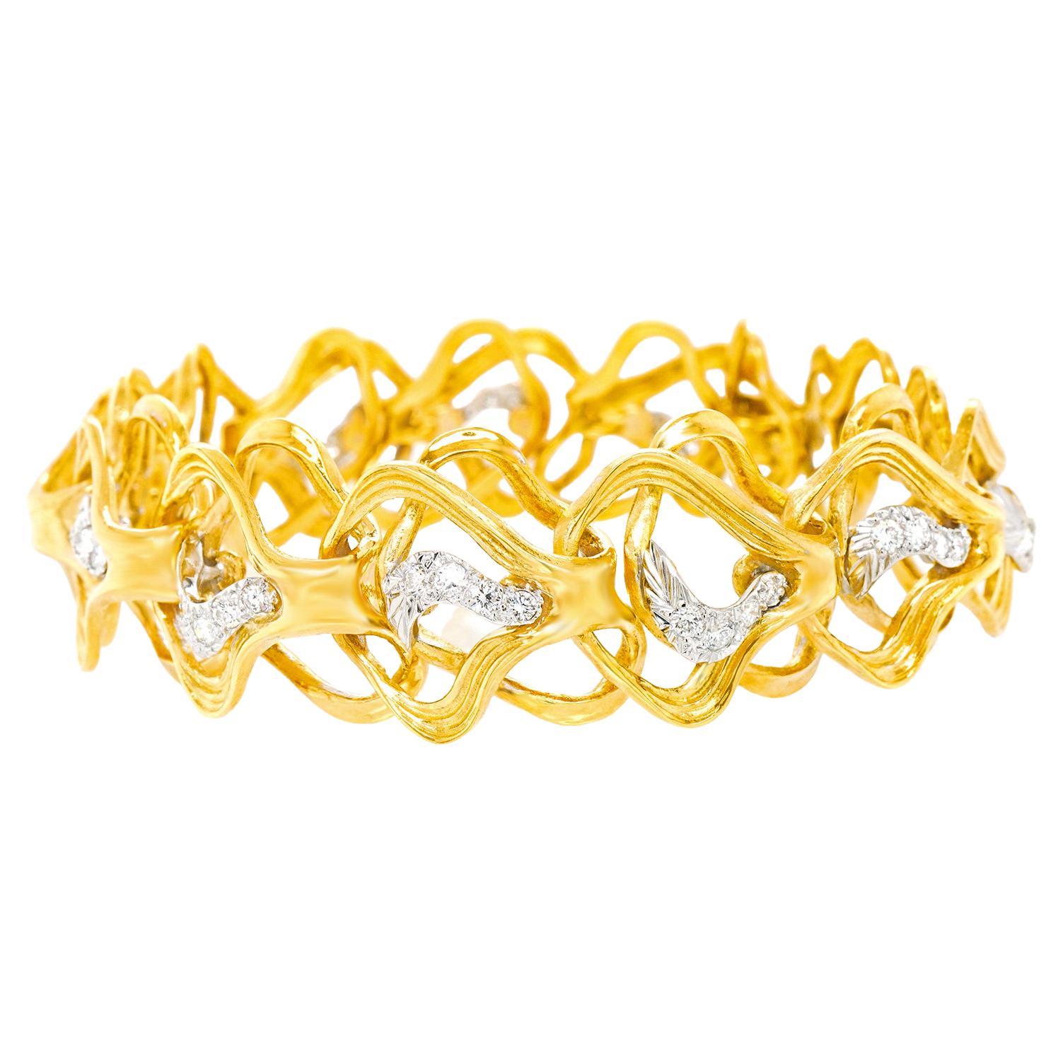 Gubelin, Swiss Modern Diamond-Set Gold Bracelet