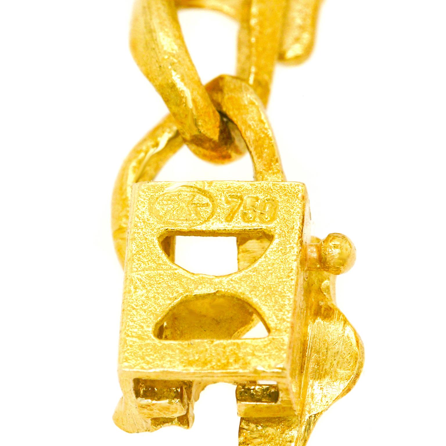 Modernist Gubelin, Swiss Modern Diamond-Set Gold Necklace For Sale