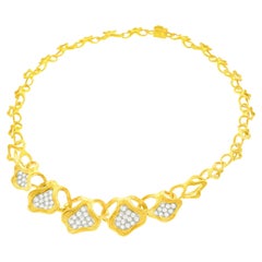 Vintage Gubelin, Swiss Modern Diamond-Set Gold Necklace