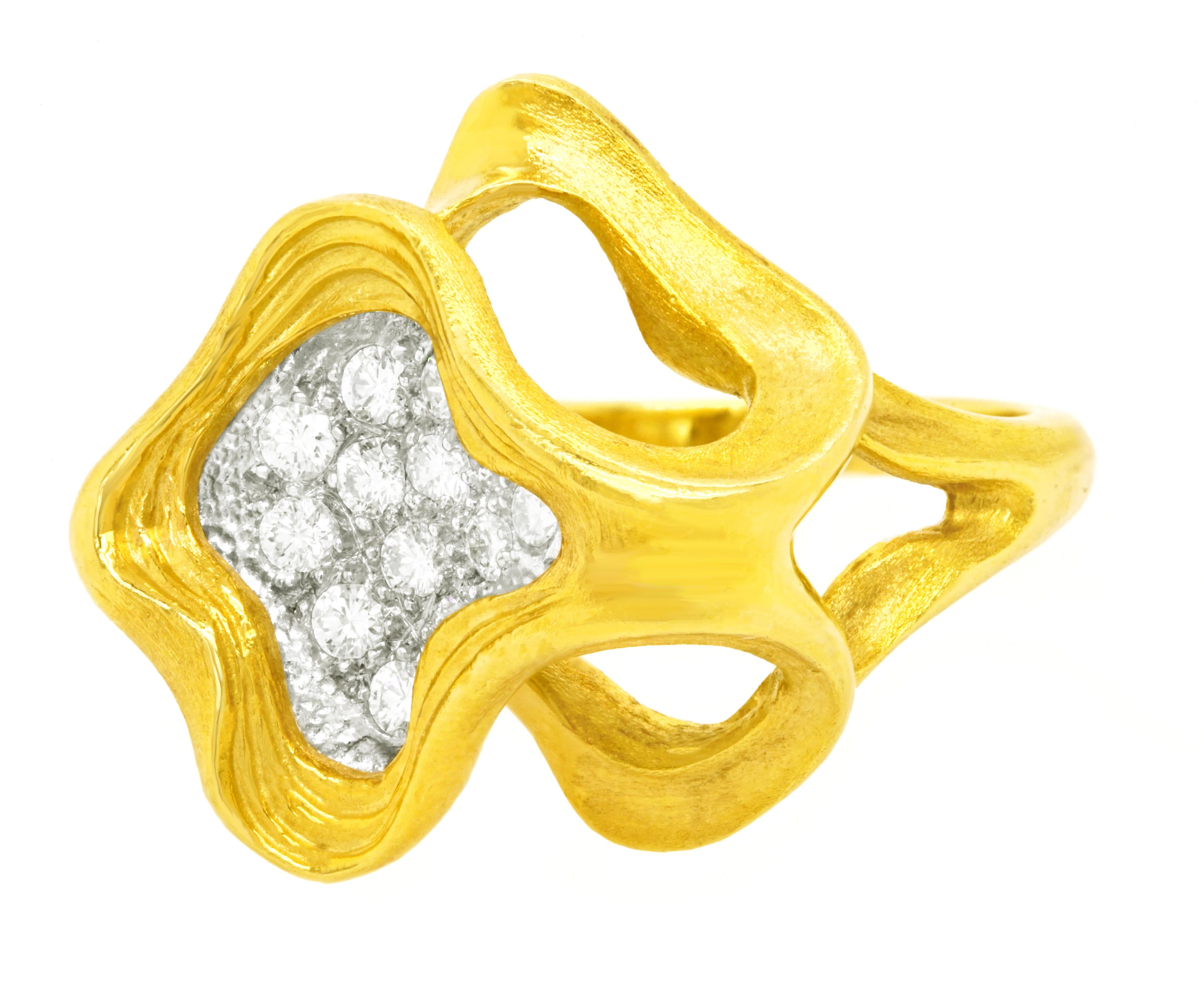 Gubelin Swiss Modern Diamond-Set Gold Ring 6