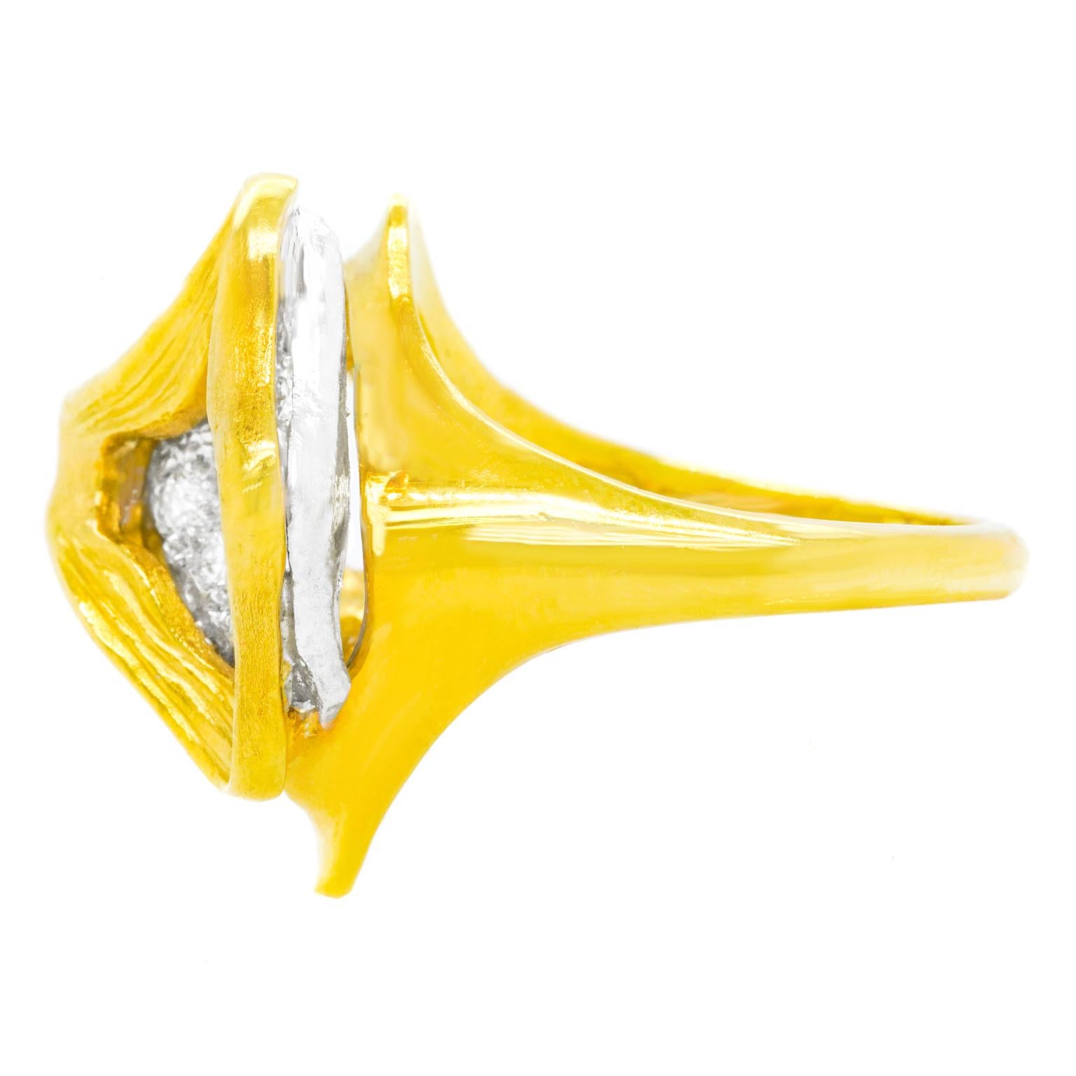 Women's or Men's Gubelin Swiss Modern Diamond-Set Gold Ring