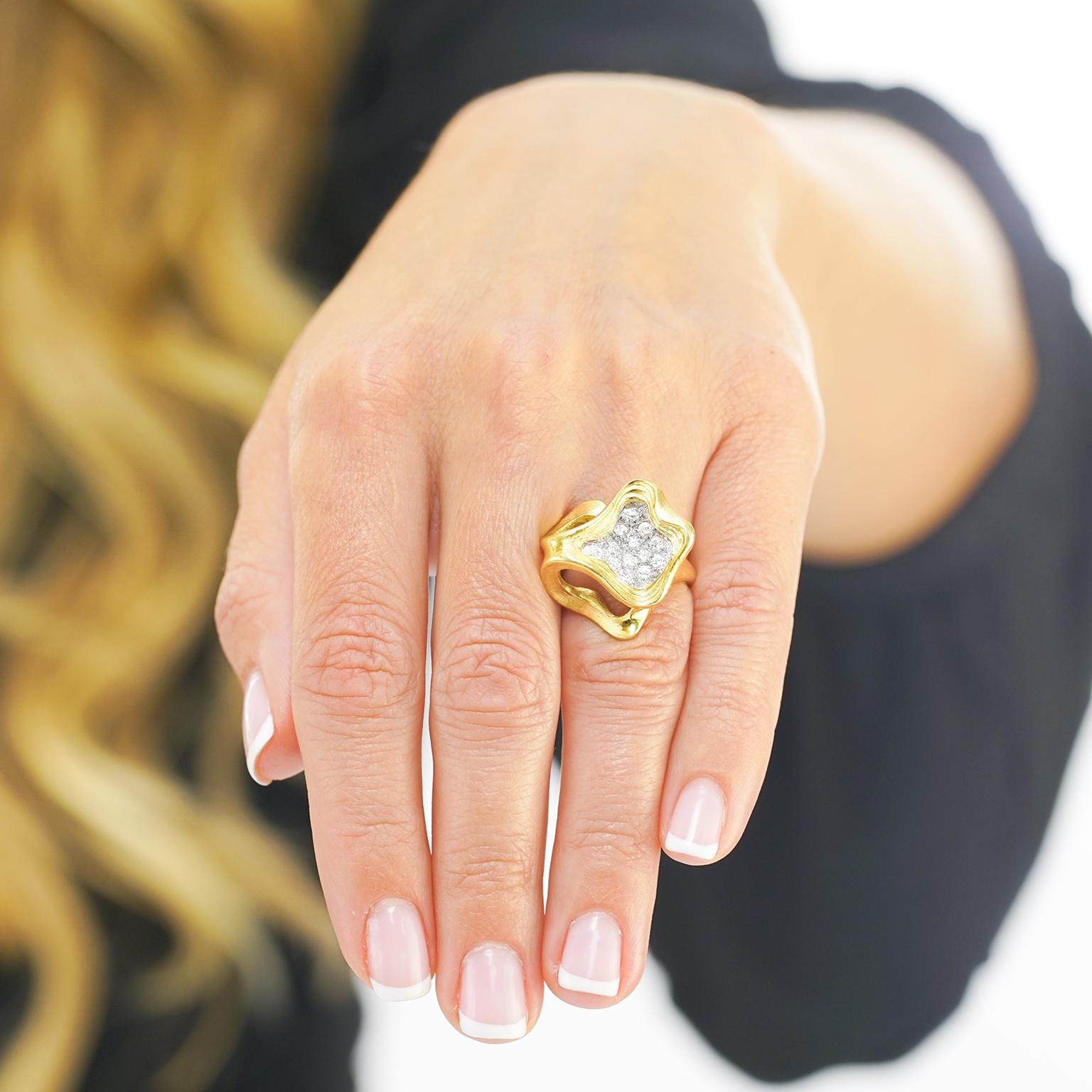 Gubelin Swiss Modern Diamond-Set Gold Ring 1