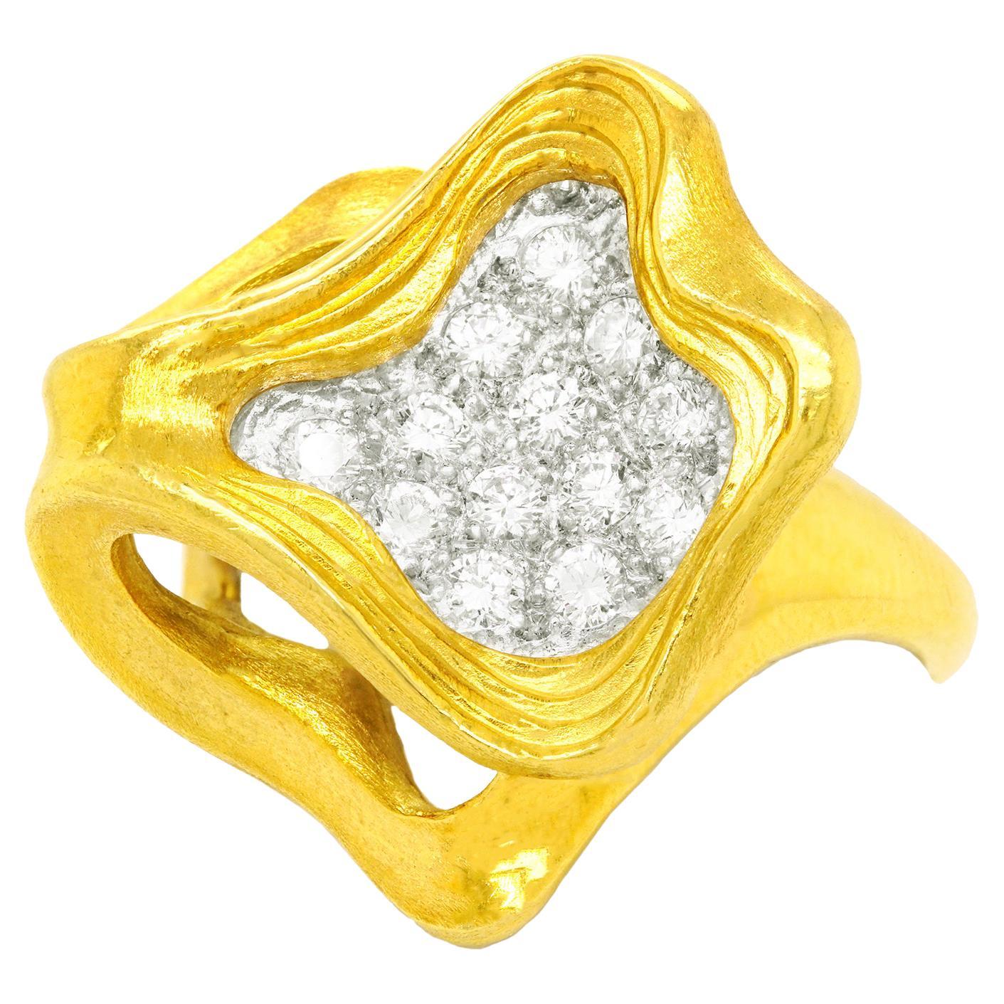 Gubelin Swiss Modern Diamond-Set Gold Ring