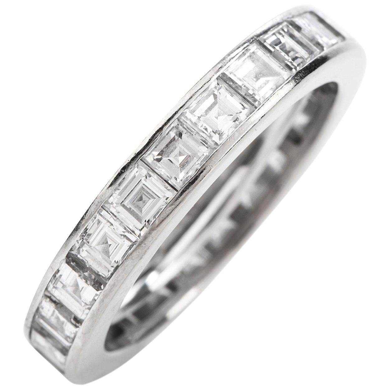 Gubelin Vintage Square Diamond 18 Karat White Gold Eternity Band Ring