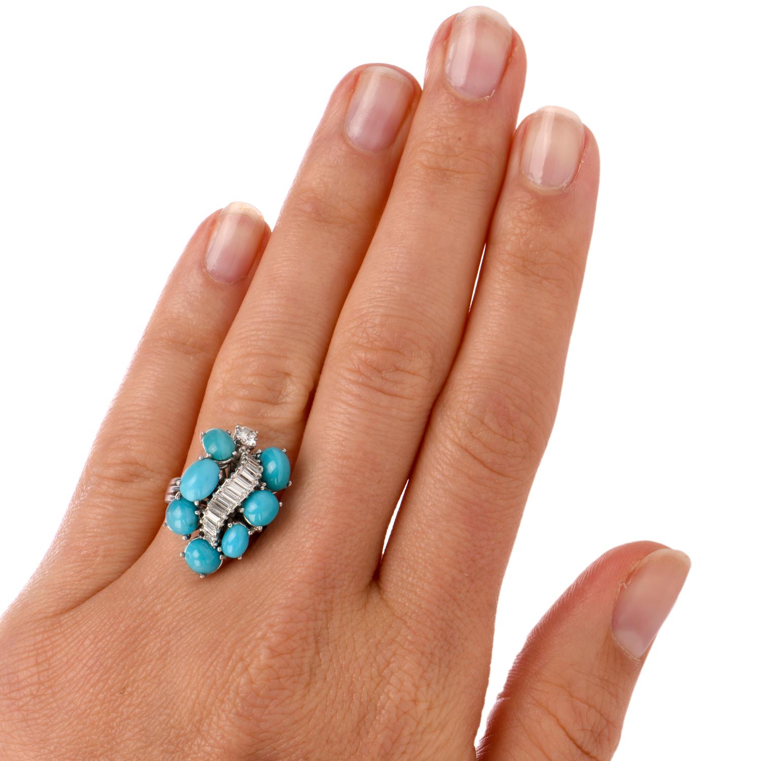 turquoise baguette ring