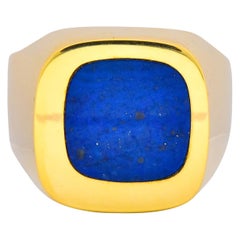 Bague Gubelin Vintage Lapis Bleu en or 18 carats pour hommes