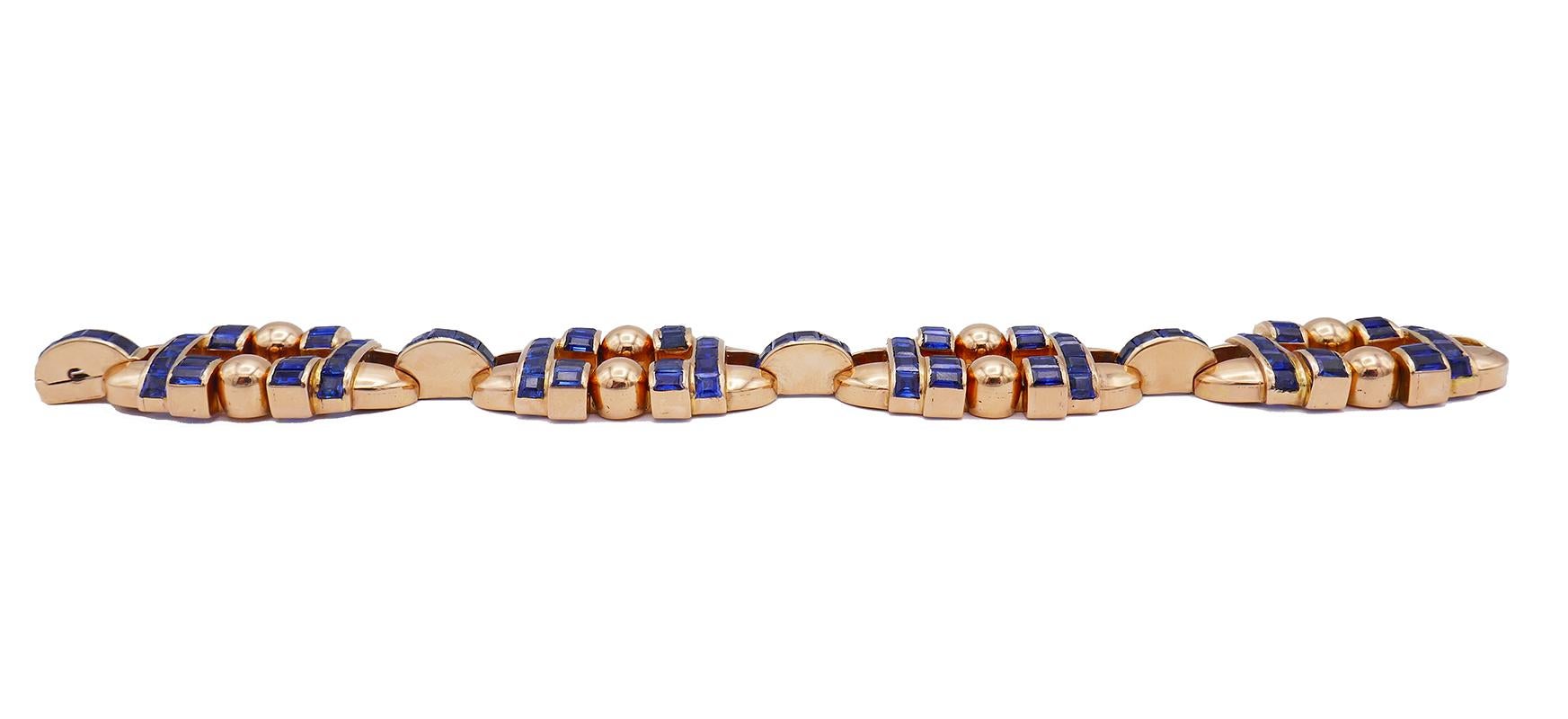 Gubelin Vintage Bracelet 18k Gold Sapphire Estate Jewelry In Good Condition In Beverly Hills, CA