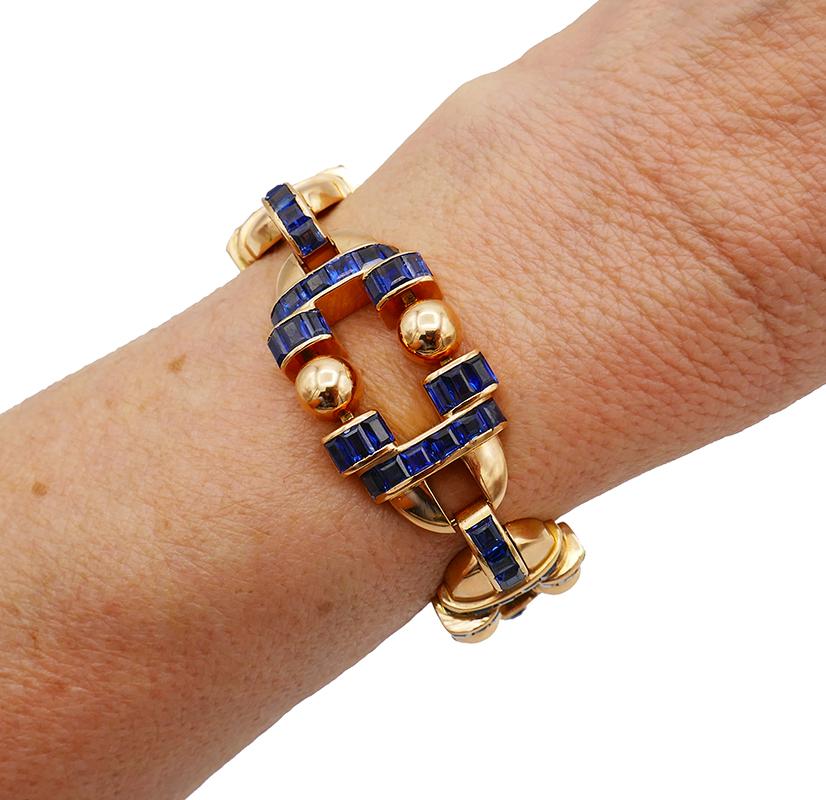 Gubelin Vintage Bracelet 18k Gold Sapphire Estate Jewelry 2