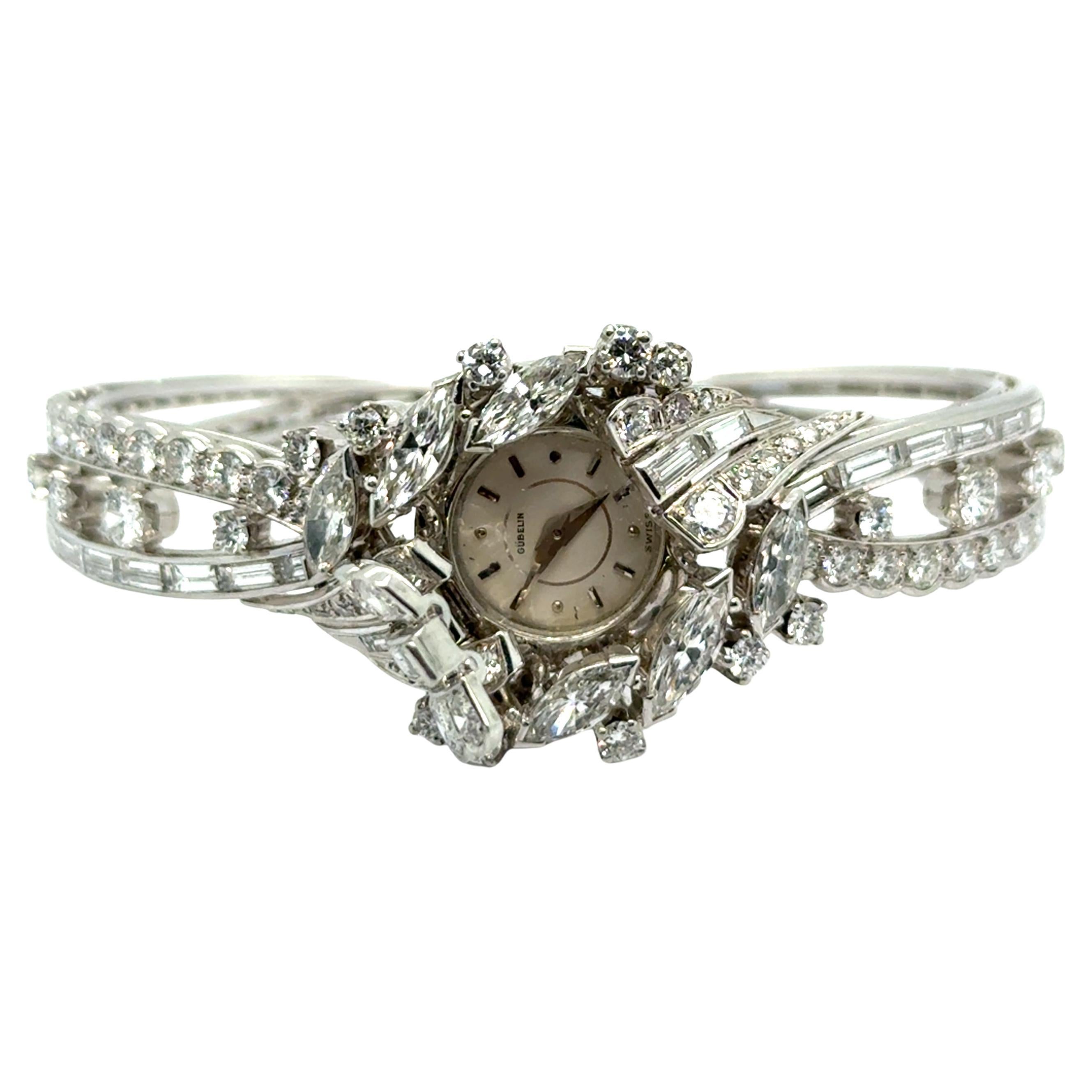 Orologio da donna Gübelin Vintage in platino con diamanti