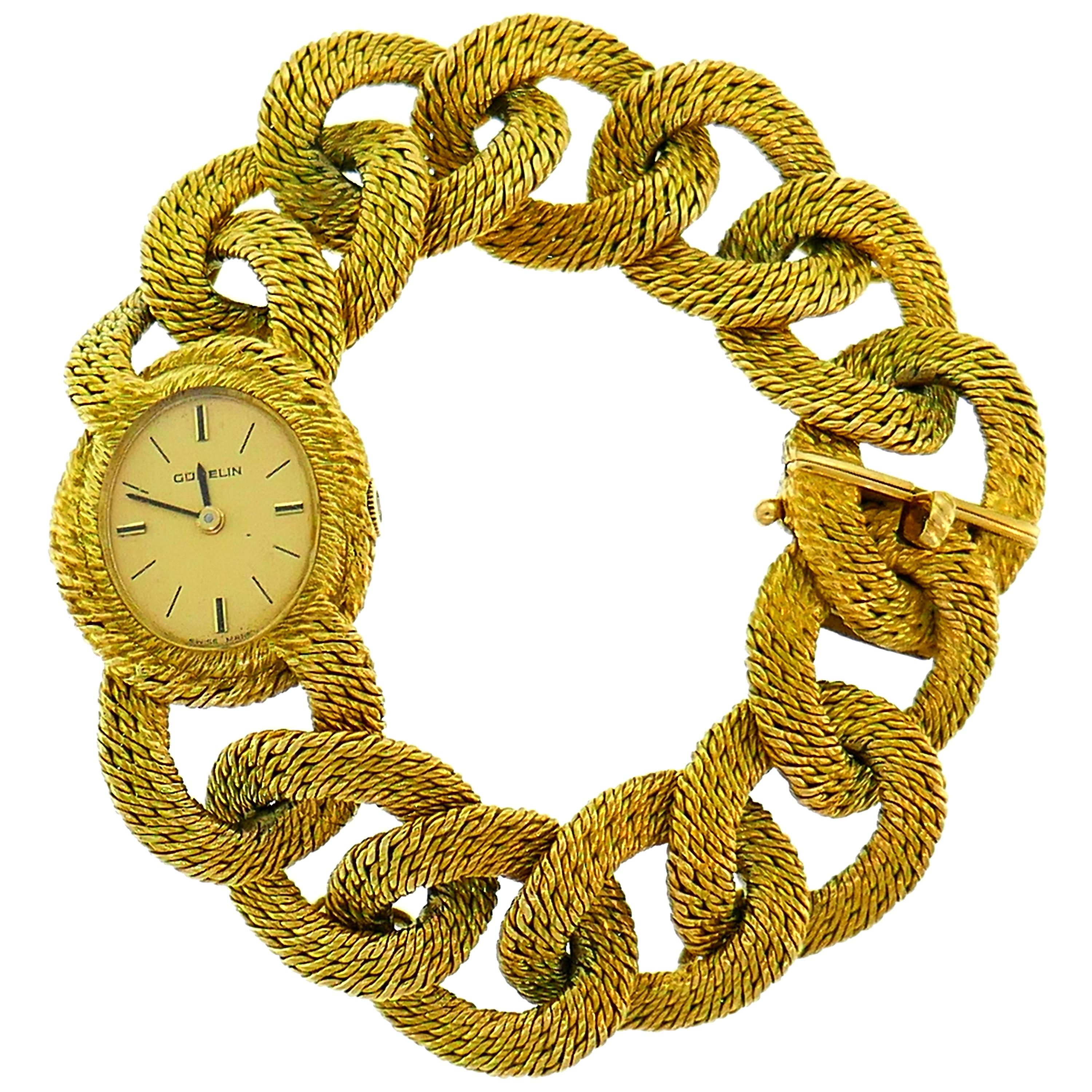 Gubelin Yellow Gold Bracelet Mechanical Wristwatch