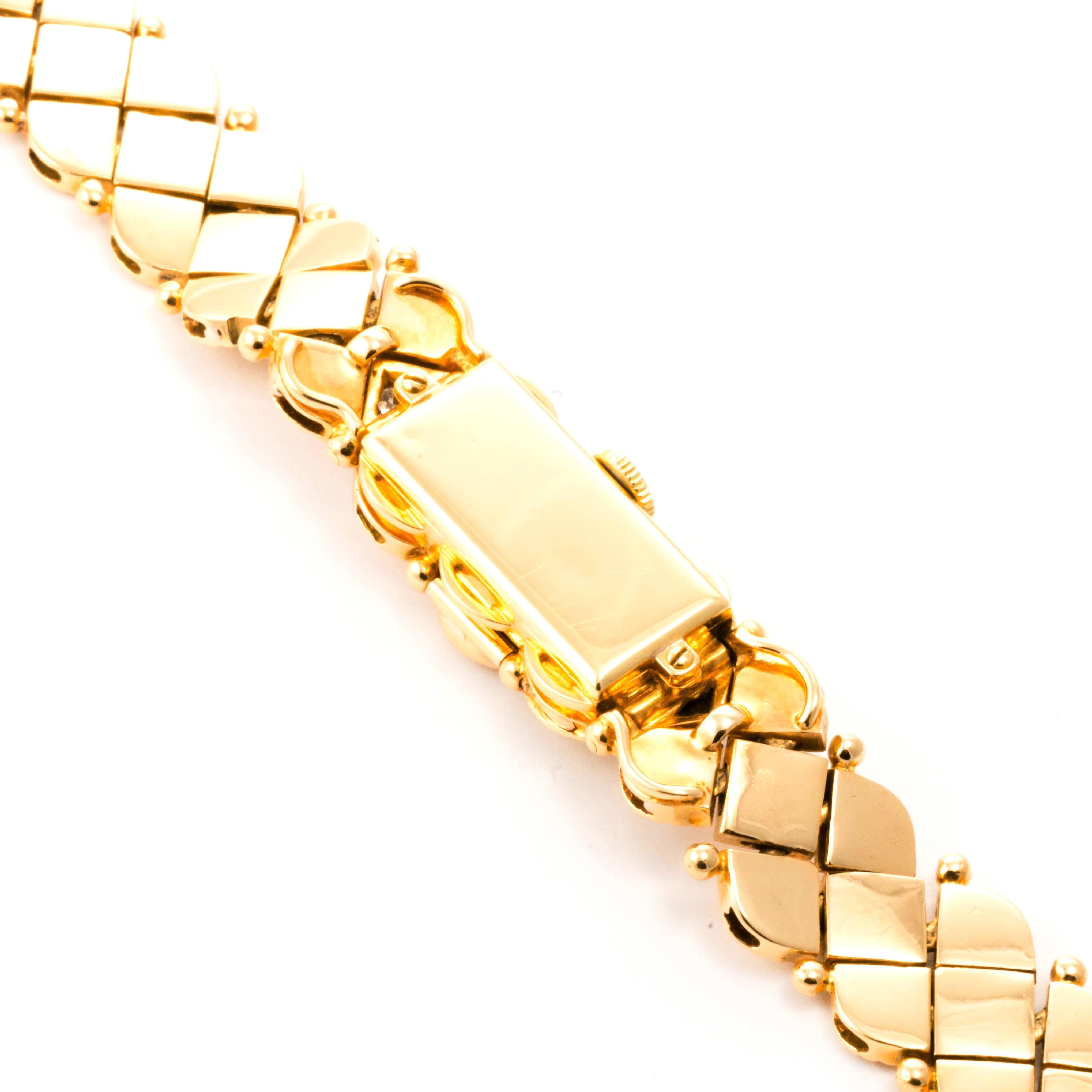 Gubelin 18K Yellow Gold Diamond Mystery Watch Bangle Bracelet For Sale 2