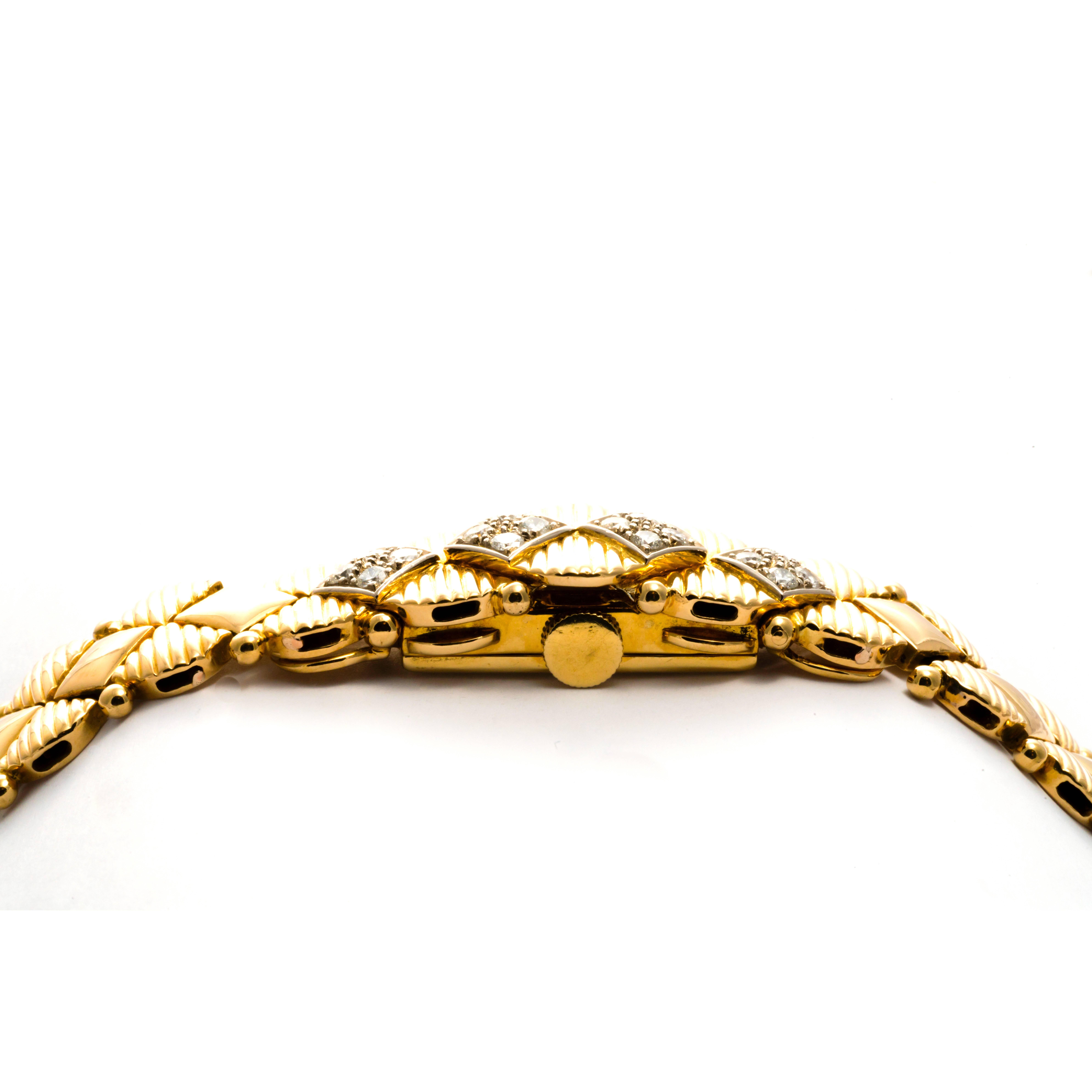 Gubelin 18K Yellow Gold Diamond Mystery Watch Bangle Bracelet For Sale 3