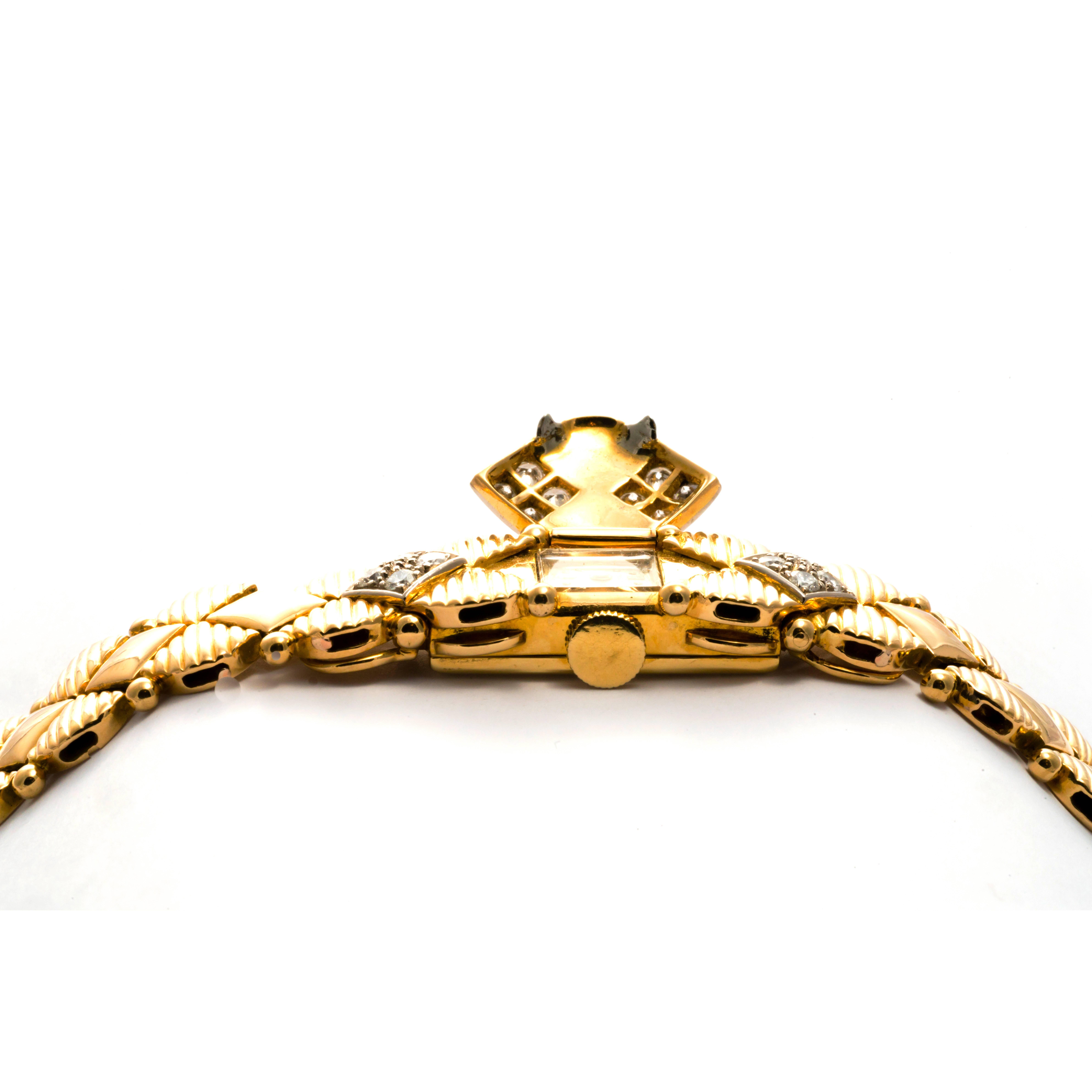 Gubelin 18K Yellow Gold Diamond Mystery Watch Bangle Bracelet For Sale 4