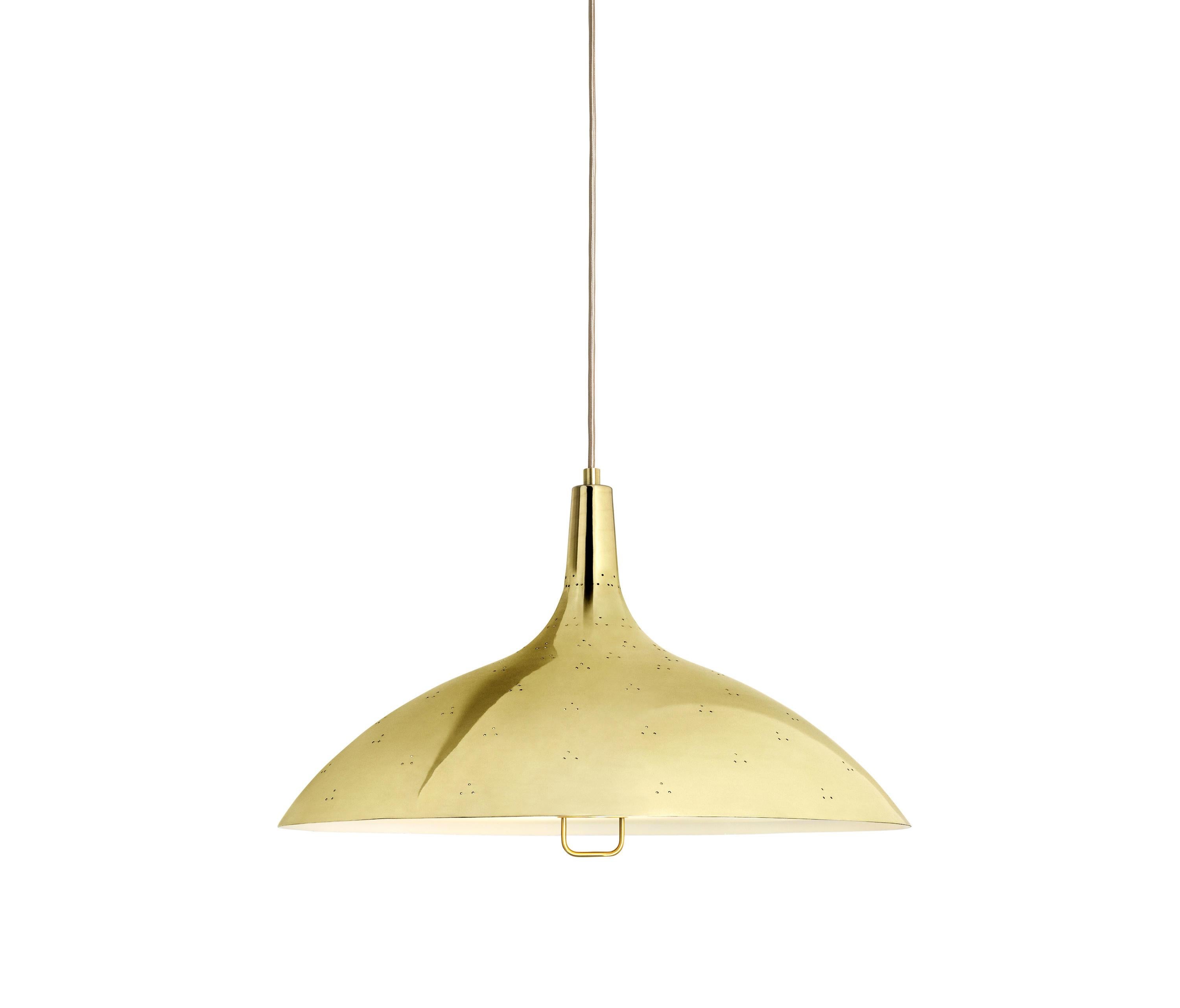Danish Gubi 1965 Pendant Polished Brass Lamp by Paavo Tynell For Sale