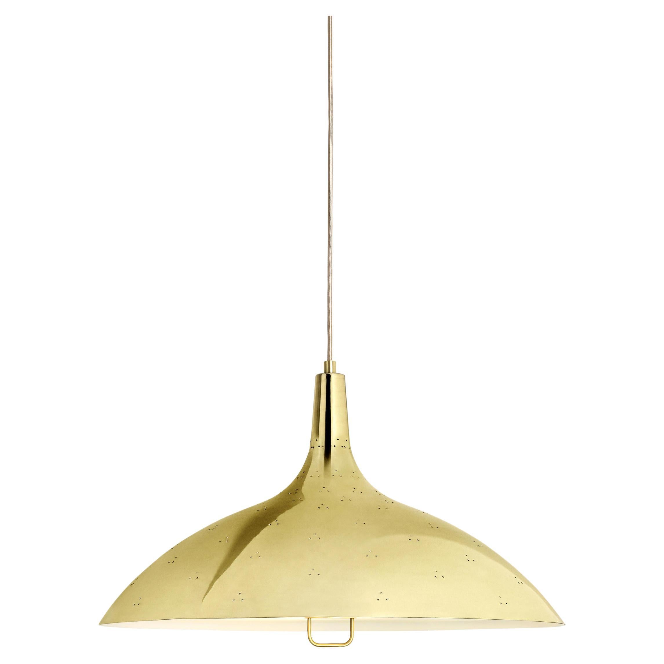 Gubi 1965 Pendant Polished Brass Lamp by Paavo Tynell For Sale