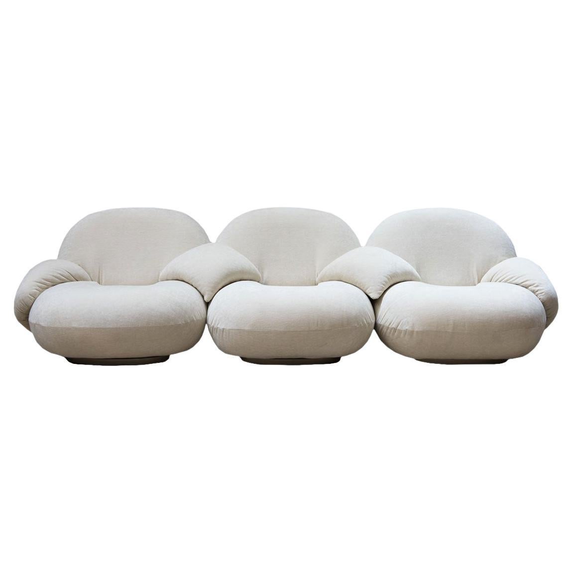 Gubi 3-Seater Pacha Sofa with Armrests Designed by Pierre Paulin