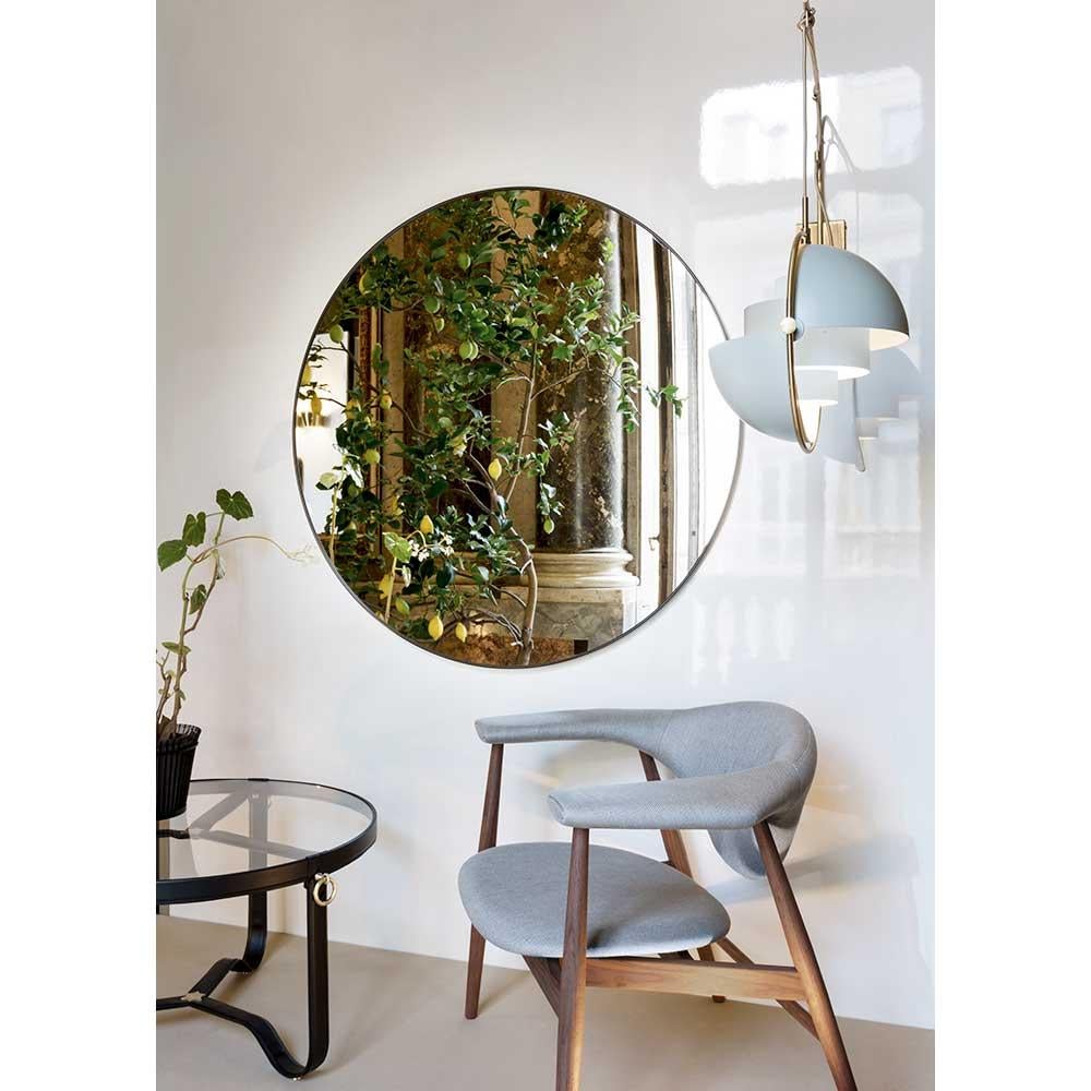 Mid-Century moderno Gubi Adnet Tavolino in pelle nera Ø100 cm di Jacques Adnet in vendita
