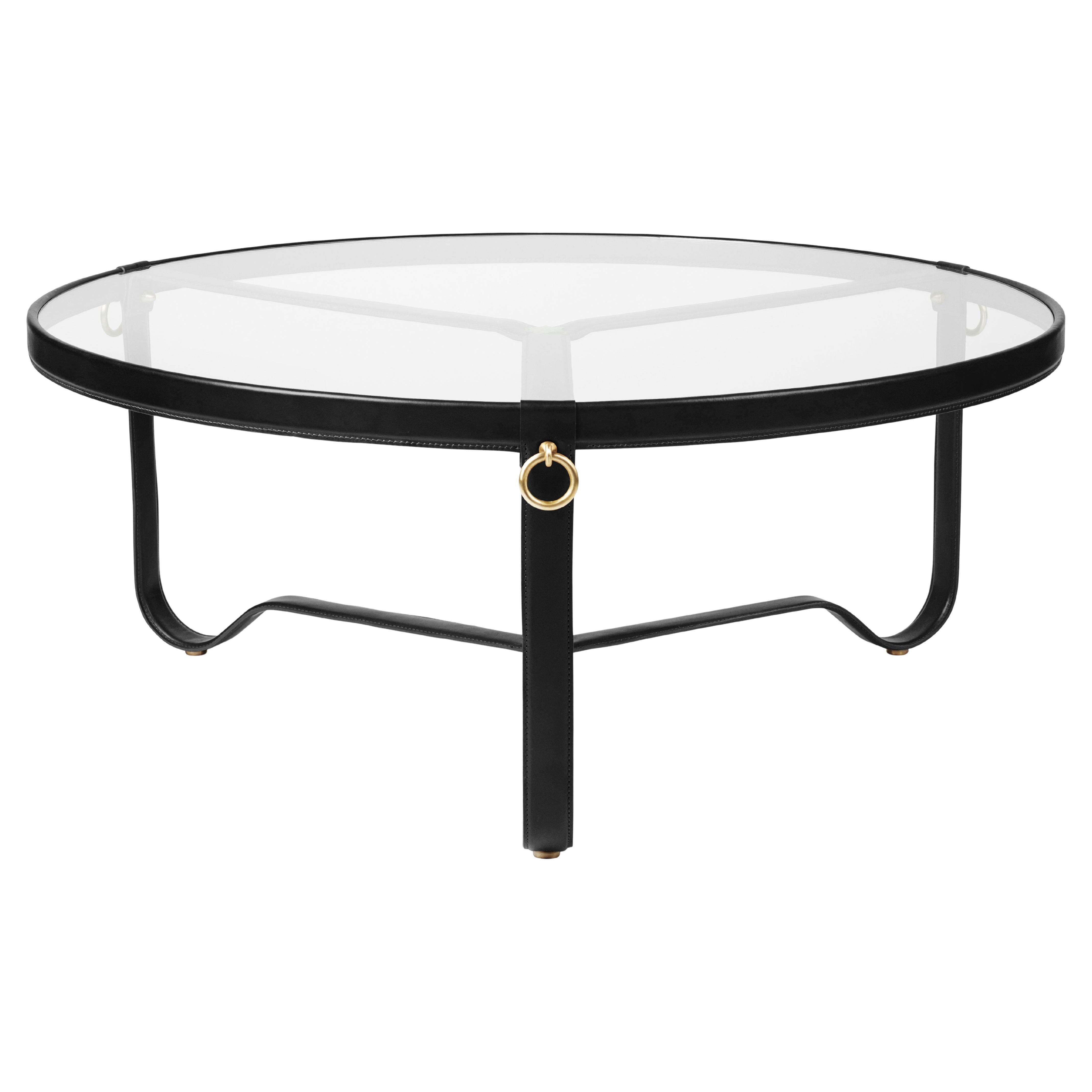 Gubi Adnet Tavolino in pelle nera Ø100 cm di Jacques Adnet