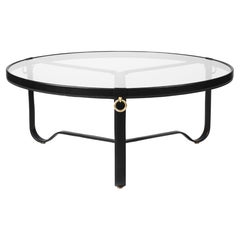 Mesa baja GUBI Adnet Cuero negro Ø100 cm by Jacques Adnet