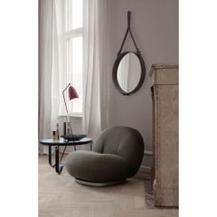 GUBI Adnet Coffee Table Black Leather Ø70 cm by Jacques Adnet