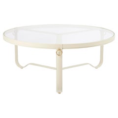GUBI Adnet Coffee Table Cream Leather Ø100 cm by Jacques Adnet