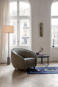 Mesa de centro GUBI Adnet Cuero curtido Ø70 cm by Jacques Adnet