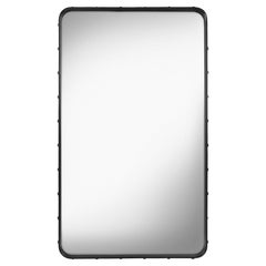GUBI Adnet Wall Mirror Black Leather 70 x 115 cm by Jacques Adnet