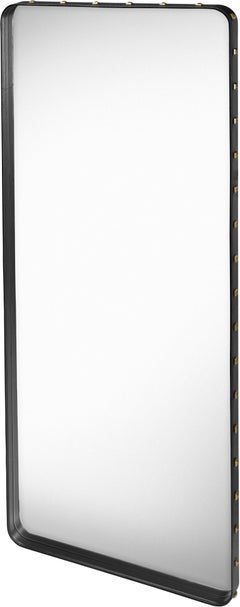 Gubi Adnet Specchio da parete in pelle nera 70 x 180 cm di Jacques Adnet