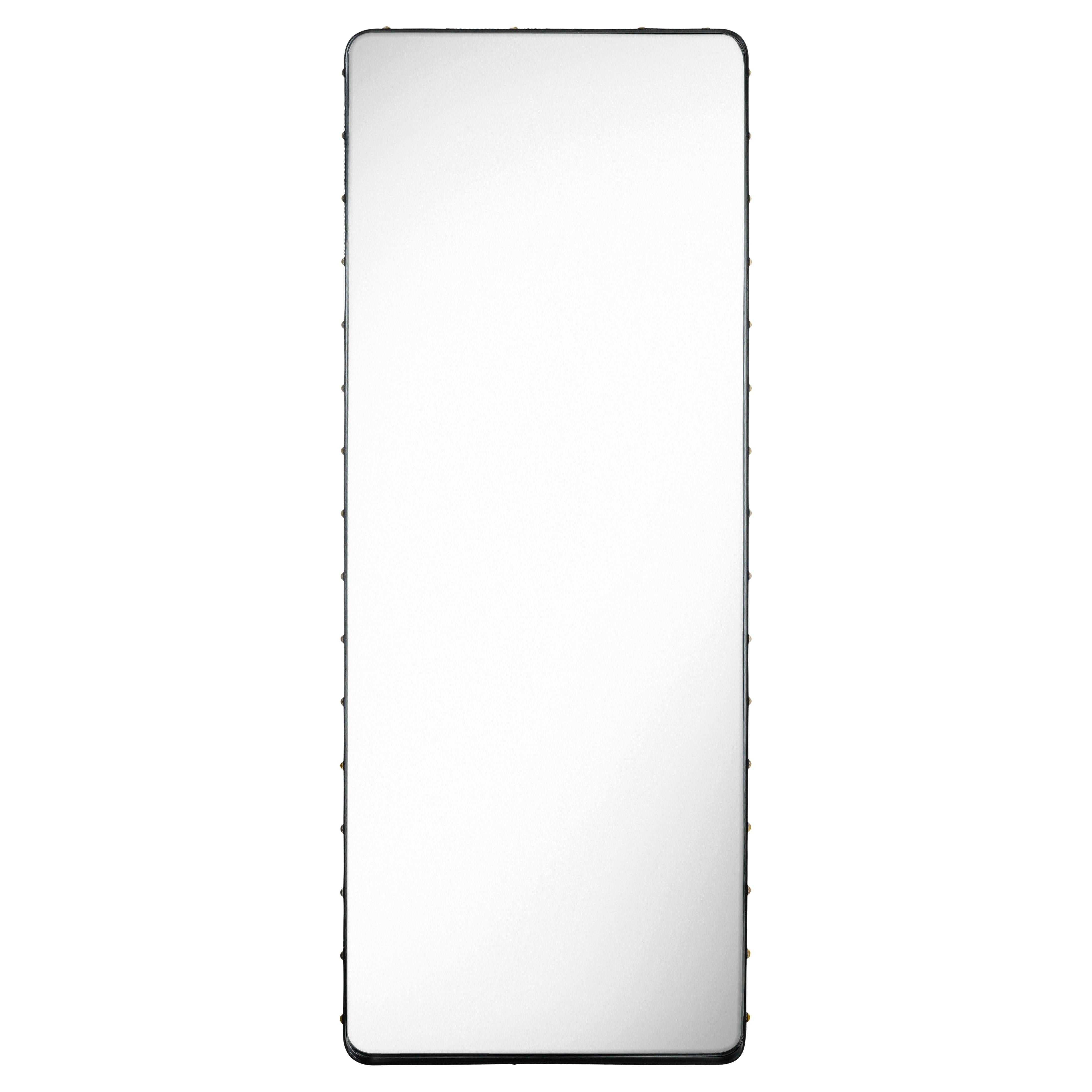 GUBI Adnet Wall Mirror Black Leather 70 x 180 cm by Jacques Adnet