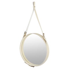 GUBI Adnet Wall Mirror Circular Cream Leather Ø58 cm by Jacques Adnet