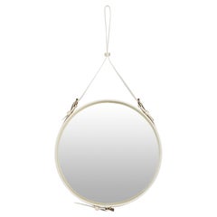 GUBI Adnet Wall Mirror Circular Cream Leather Ø58 cm by Jacques Adnet